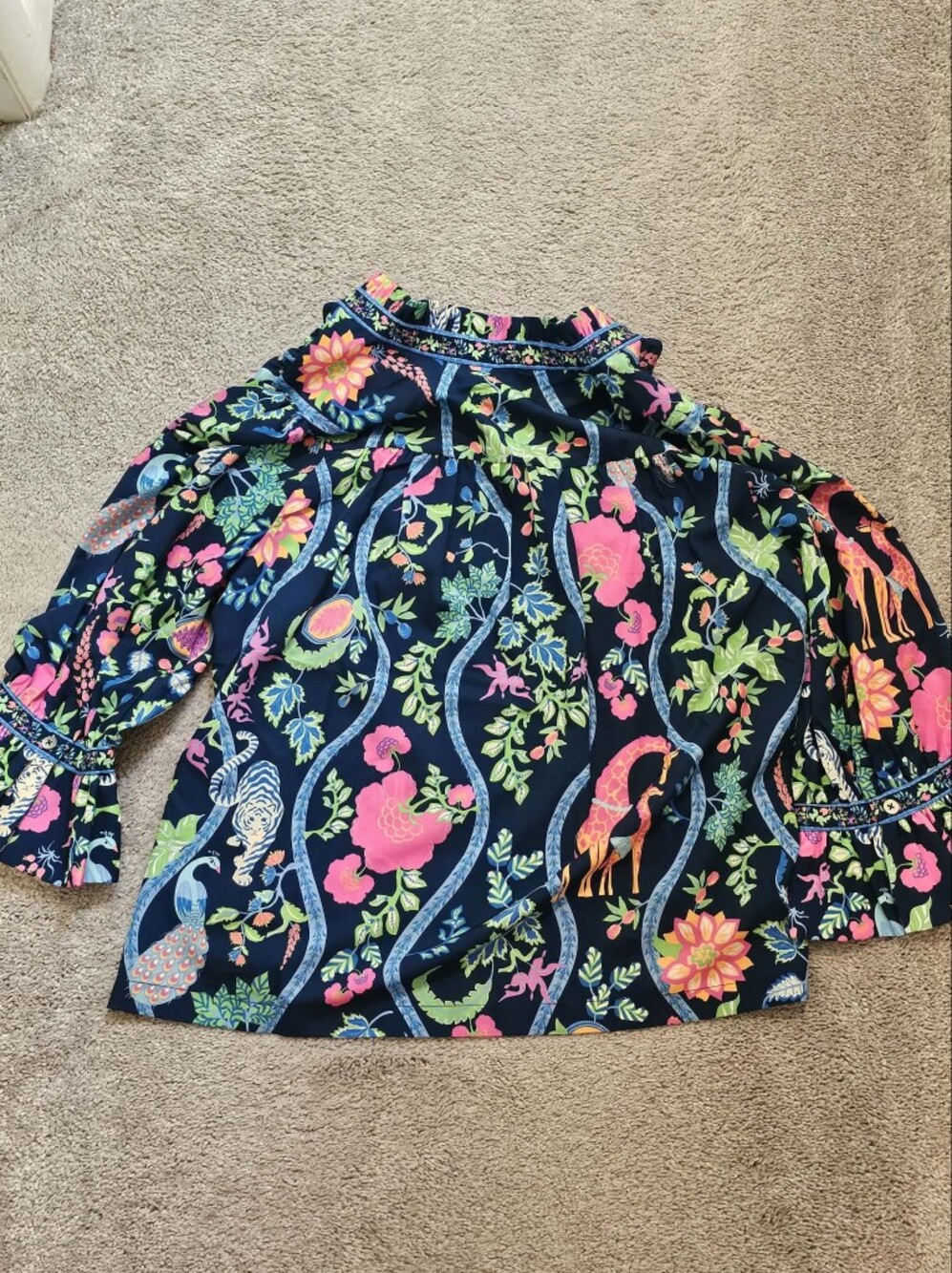 Gretchen Scott Designs Blouse with Neon Pink & Lime Flora - Picture 2 of 8